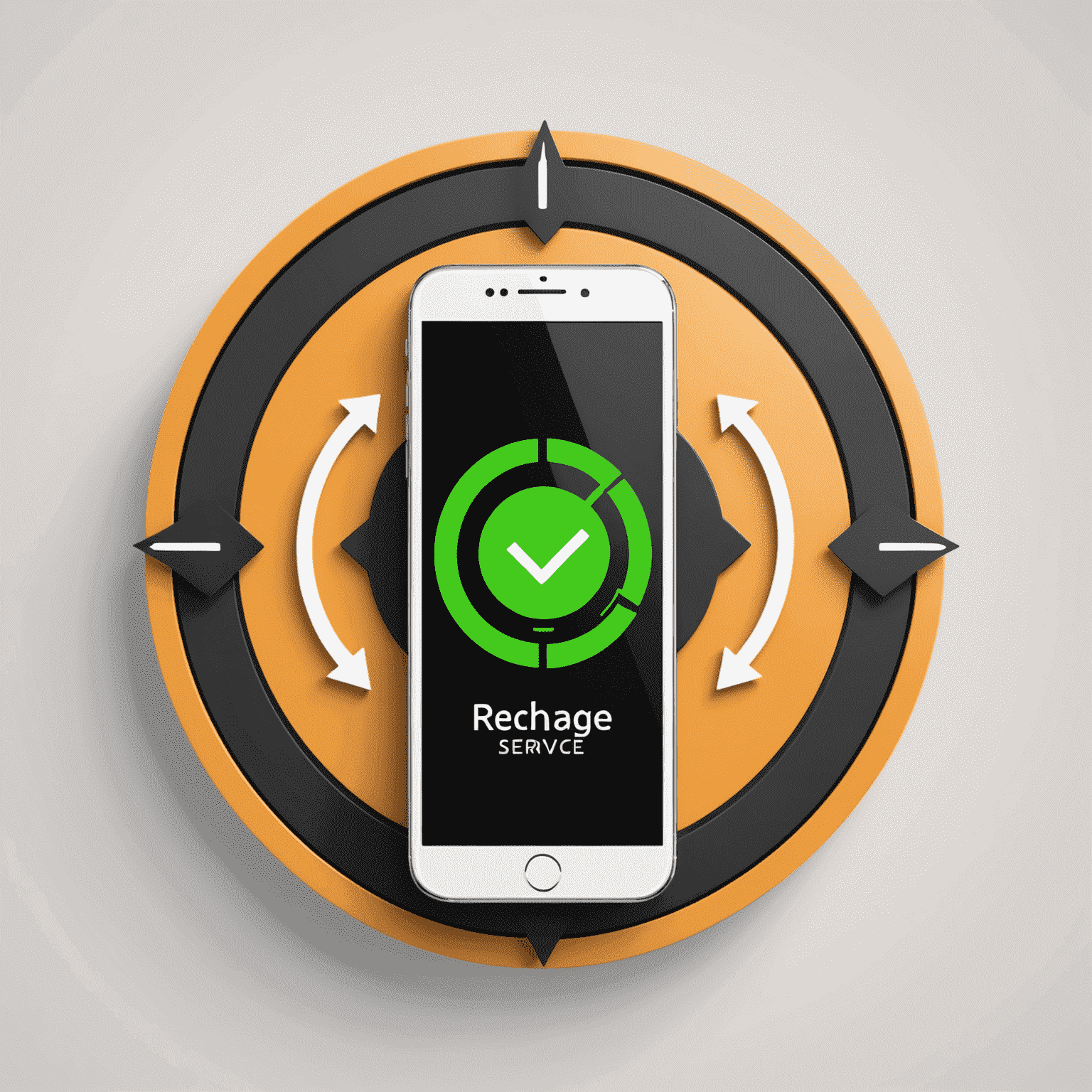 صورة توضيحية لخدمة إعادة الشحن التلقائي تظهر هاتفًا ذكيًا مع رمز إعادة الشحن وأسهم دائرية